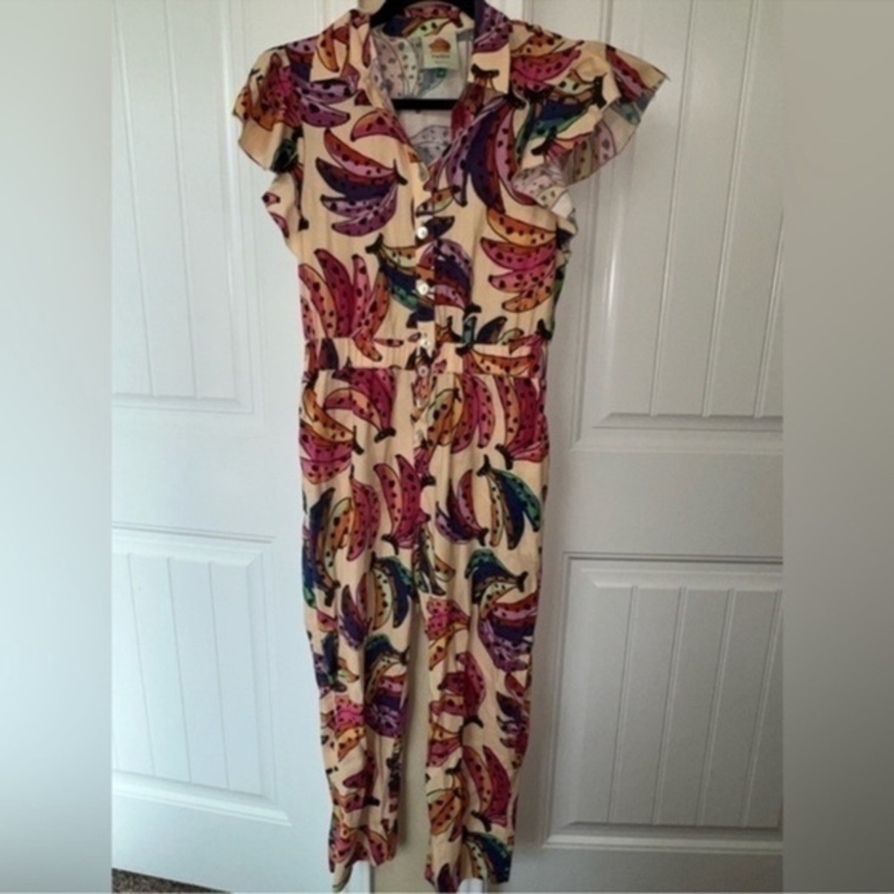 FARM Rio Banana Bunch Frilled-Sleeve Multicolor Jumpsuit - Picture 3 of 13